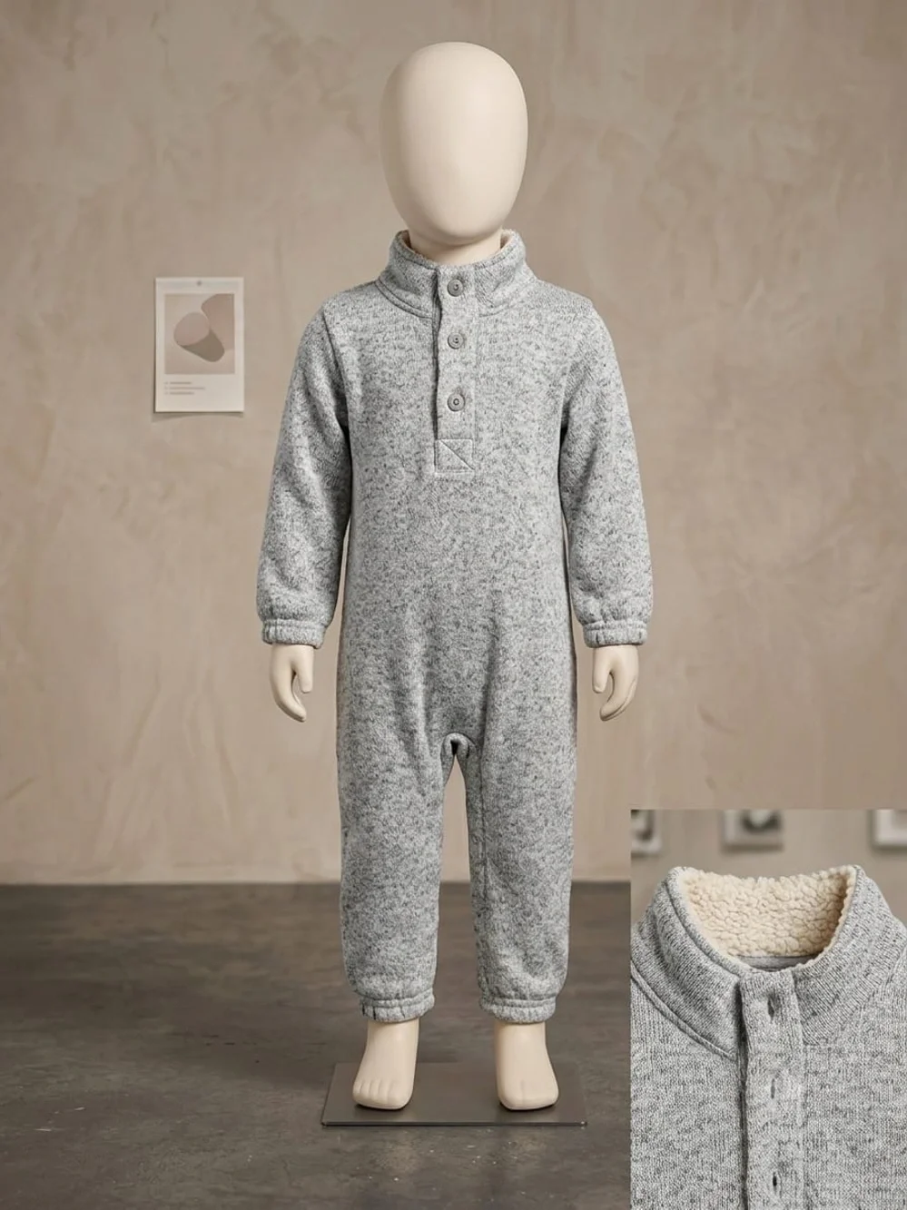 Carter's Heather Gray Sherpa-Lined Kids Sleep Romper
